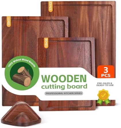 Walnut Cutting Board Set of 3 Handmade Wooden Chopping Boards with