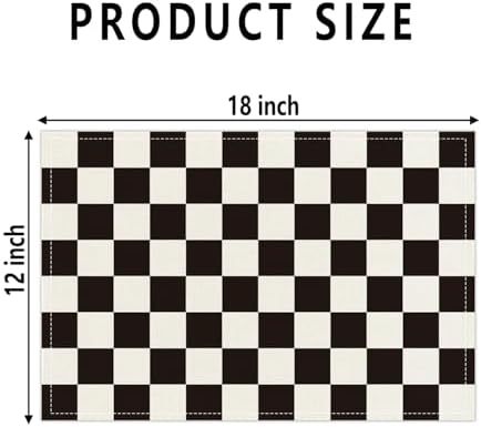 4PCS Black and White Checkerboard Placemats, Wipeable Washable