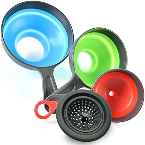 Delove Canning Funnel with Strainer - Wide Mouth Food Funnels for
