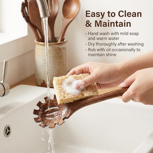 2-Piece Natural Teak Wood Spoon Utensil Set