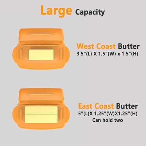 Butter Dishes with Lid for Countertop Refrigerator, Plastic Butter