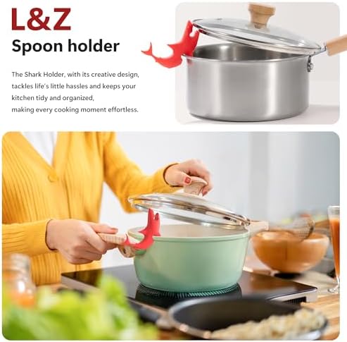 Li&Zhao 3 PCS Funny Silicone Spoon Rest - Shark Spoon Rest for Stove
