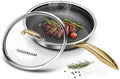 FogDream 8 Inch Stainless Steel Frying Pan with Lid, Honeycomb Hybrid