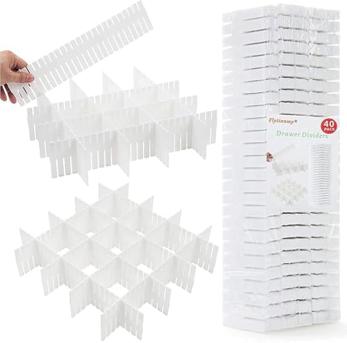 40Pcs Drawer Dividers, Adjustable Drawer Organizer for Socks