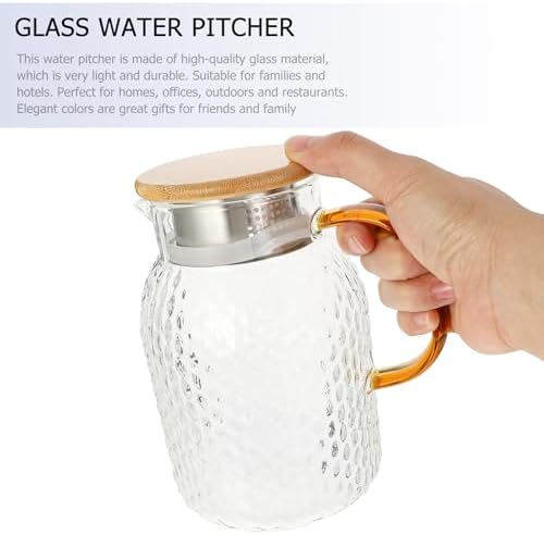 Glass Water Pitcher with Lid, Large Capacity Carafe