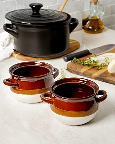 LE TAUCI Ceramic French Onion Soup Bowls with Handles, 22 OZ, Set of 4