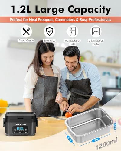 Hugmazing Cordless Electric Lunch Box, 1.2L, Grey