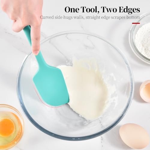 600oF Heat Resistant Large Silicone Spatula for Baking, Aqua Sky
