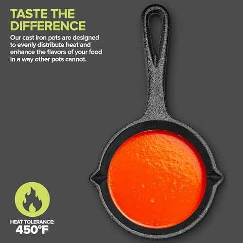 Modern Innovations Cast Iron Melting Pot for Grill Cooking, Basting Pot, Saucepan, Simmer Sauce and Butter, Small Pot, Mini Bowl for Sauces