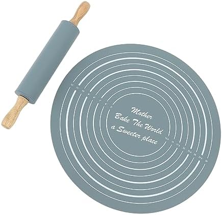 Silicone Rolling Pin and Kneading Pad Set for Home Baking (Gray)