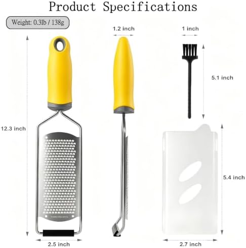 Cheese Grater & Lemon Zester,Stainless Steel Hand Grater for Ginger