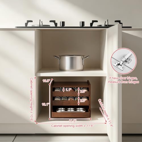 4 Tier Wooden Pull Out Spice Rack Organizer Tray Dividers for Drawer