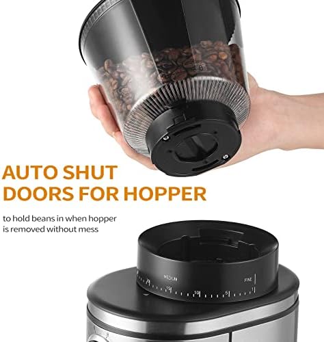 Ollygrin Burr Coffee Grinder, 30 Settings, Sliver & Black