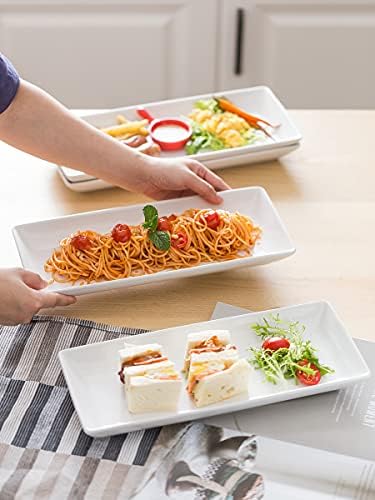 LAUCHUH Serving Platters for Party, 14-inch Porcelain Rectangle Plates