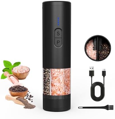 Electric Salt and Pepper Grinder Set, 2 in 1, USB Rechargeable