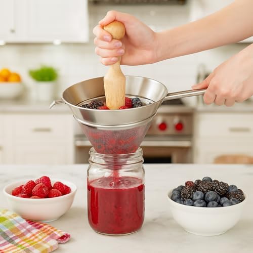 HIC Kitchen Chinois Fine-Mesh Cone Sieve, 18/8 Stainless Steel, For