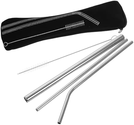 Drinking Straw Set with Cleaning Brush and Case Stainless Steel