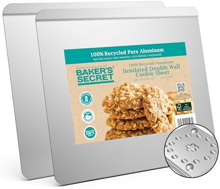Baker's Secret 2pcs Pure Aluminum Insulated Cookie Sheet Commercial