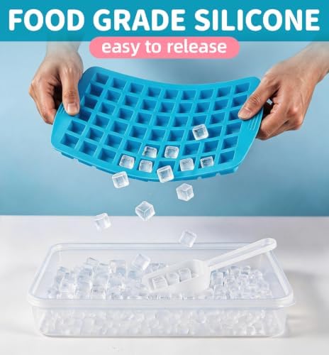 Silicone Mini Ice Molds for Freezer, Nugget Ice Cube Trays with Lid