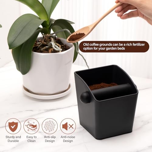 HOMEE Espresso Rectangular Coffee Knock Box, Black