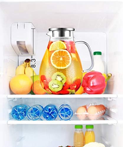 Glass Pitcher, veecom 80oz Water Pitchers with Lid and Spout for