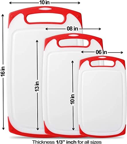 Cutting Boards for Kitchen, Plastic Chopping Board Set of 3 with
