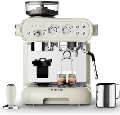 Espresso Machine with Grinder and Milk Frother, 20 Bar