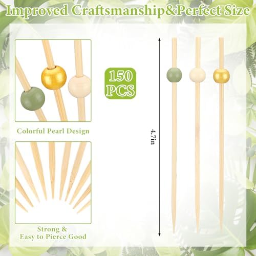 Foldtier 150 Pcs Cocktail Pick 4.7" Toothpick for Appetizer, Sage