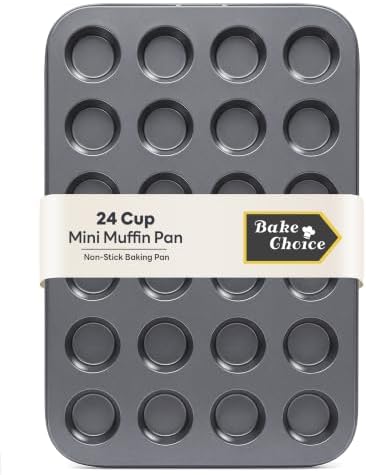 Bake Choice Mini Muffin Pan, Nonstick 24 Cup Mini Cupcake Pans