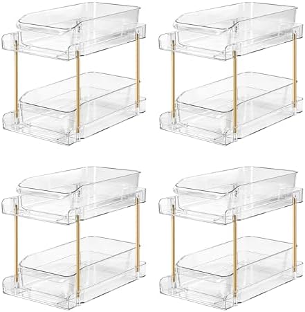 LAREKUN4pack 2-Tier Organizer & Storage Unit Stackable Bathroom