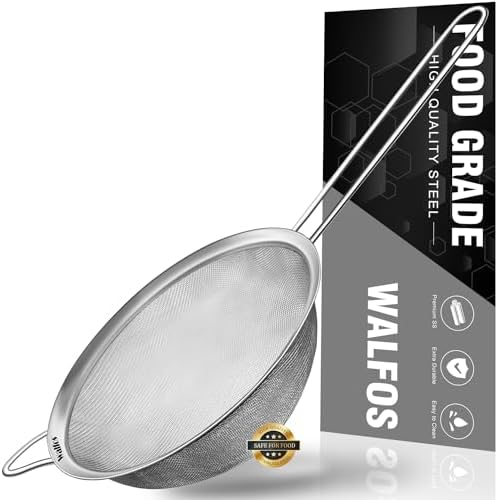 Walfos 6.3 Inch Fine Mesh Strainer, Premium Stainless Steel Sieve and