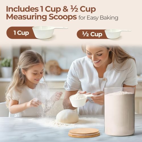ComSaf Flour Sugar Storage Containers 4 Qt, 2 Pack Glass Flour