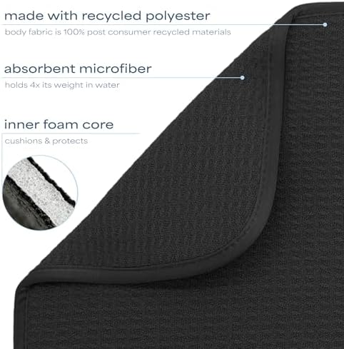 S&T INC. AURA Dish Drying Mat, 2 Pack, 18" x 24", XL, Black