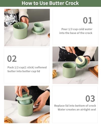French Butter Dish with Lid for Countertop, Ceramic Butter Crock with
