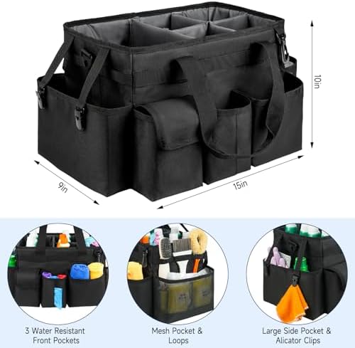 Large Cleaning Caddy Bag with Handle, Black