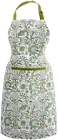 CPC Block Print 100% Cotton Floral Kitchen Apron With Neck Tie
