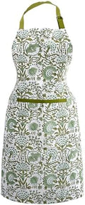 CPC Block Print 100% Cotton Floral Kitchen Apron With Neck Tie