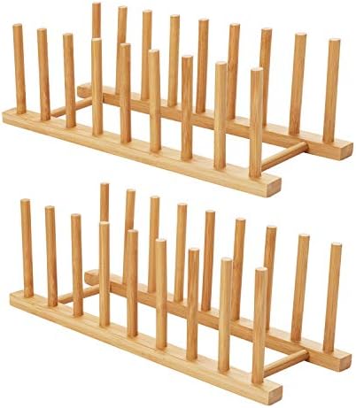 HBlife 2pcs Bamboo Dish Rack, Drainer and Organizer