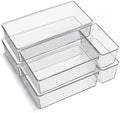 6 Pack Clear Plastic Drawer Organizer Trays