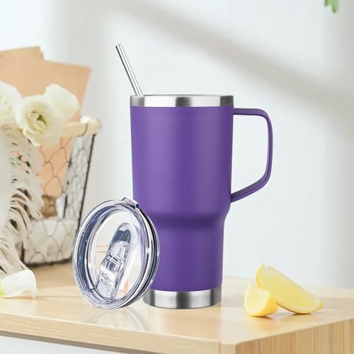 20oz Insulated Tumbler with Handle Stainless Steel Travel Coffee Mug