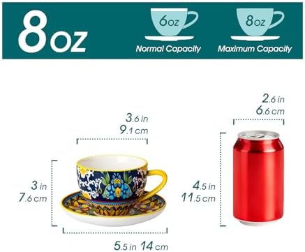 vancasso 8oz Bohemian Porcelain Cappuccino Cups, 6-Piece Set