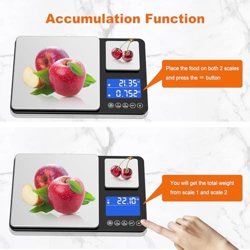 KUAIVO 0.001oz/33lbs Dual Platform Food Kitchen Scales Digital Weight