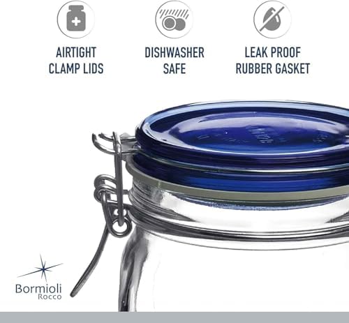 Bormioli Rocco Fido Glass Canning Jar, Airtight Storage Container with