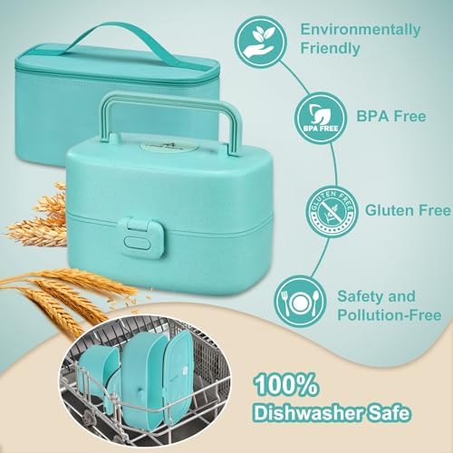 Pawtong Bento Lunch Box with 8oz Soup Thermo, Blue