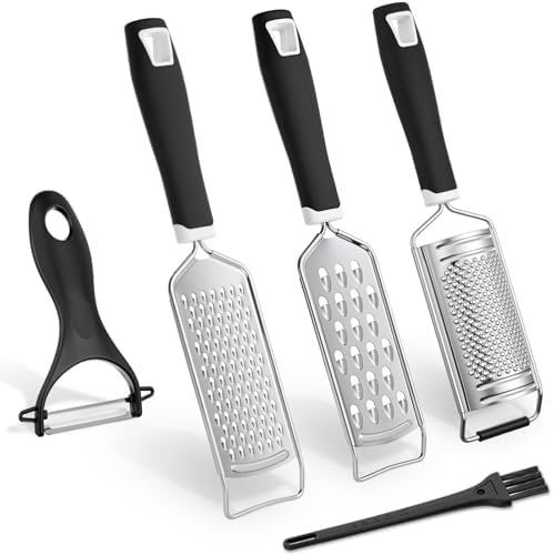 5 Pcs Zester Grater Set Stainless Steel with Peeler, Black