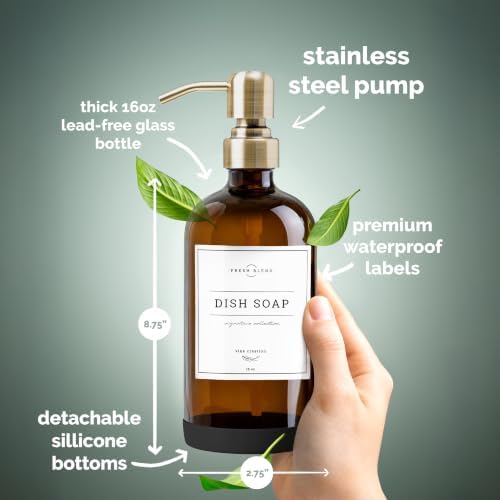 Vine Creations Amber Glass Soap Dispenser Set, 2 Pack