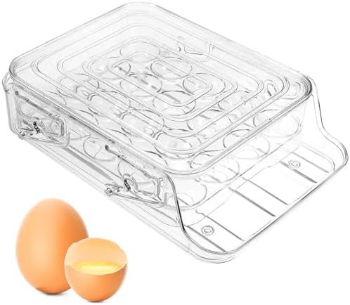 Cabilock PET Egg Storage Box Double Layer Automatic Rolling Dispenser