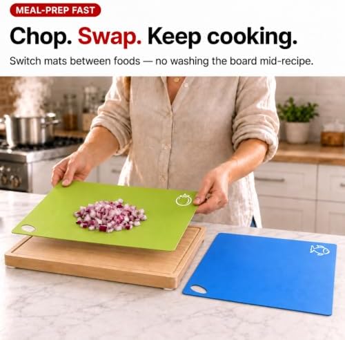 Bamboo Cutting Board Set with 6 Mats, Wood Cutting Boards for Kitchen