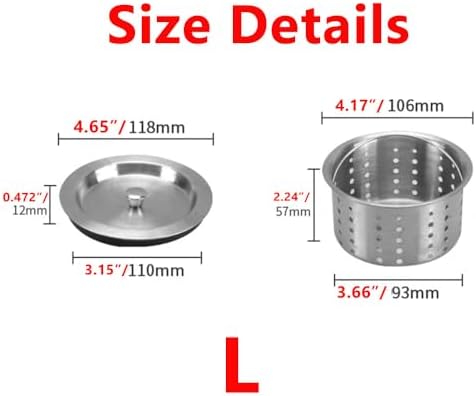 Kitchen Sink Strainer Cover, Stainless Steel Sink Drain Basket