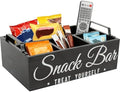 Snack Organizer for Countertop, Wood Pantry Storage Bins with Handles